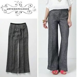 ✨Anthropologie Elevenses Wide Leg Blue Linen Pants